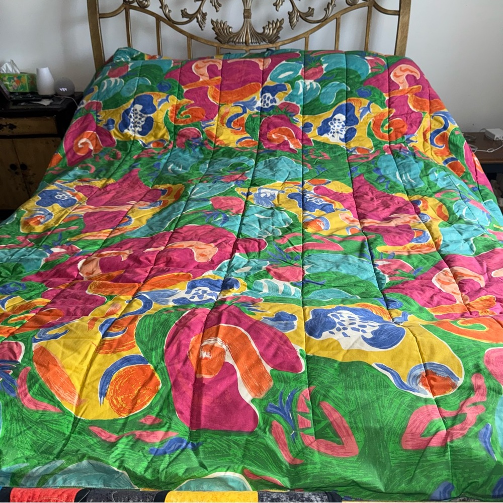 Vtg Ralph Lauren Costa Paradiso Queen Duvet Comforter Cotton Colorful Floral 90s